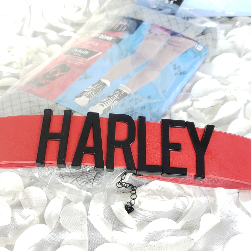 MB Harley Quinn Choker and Gray Costume Tights